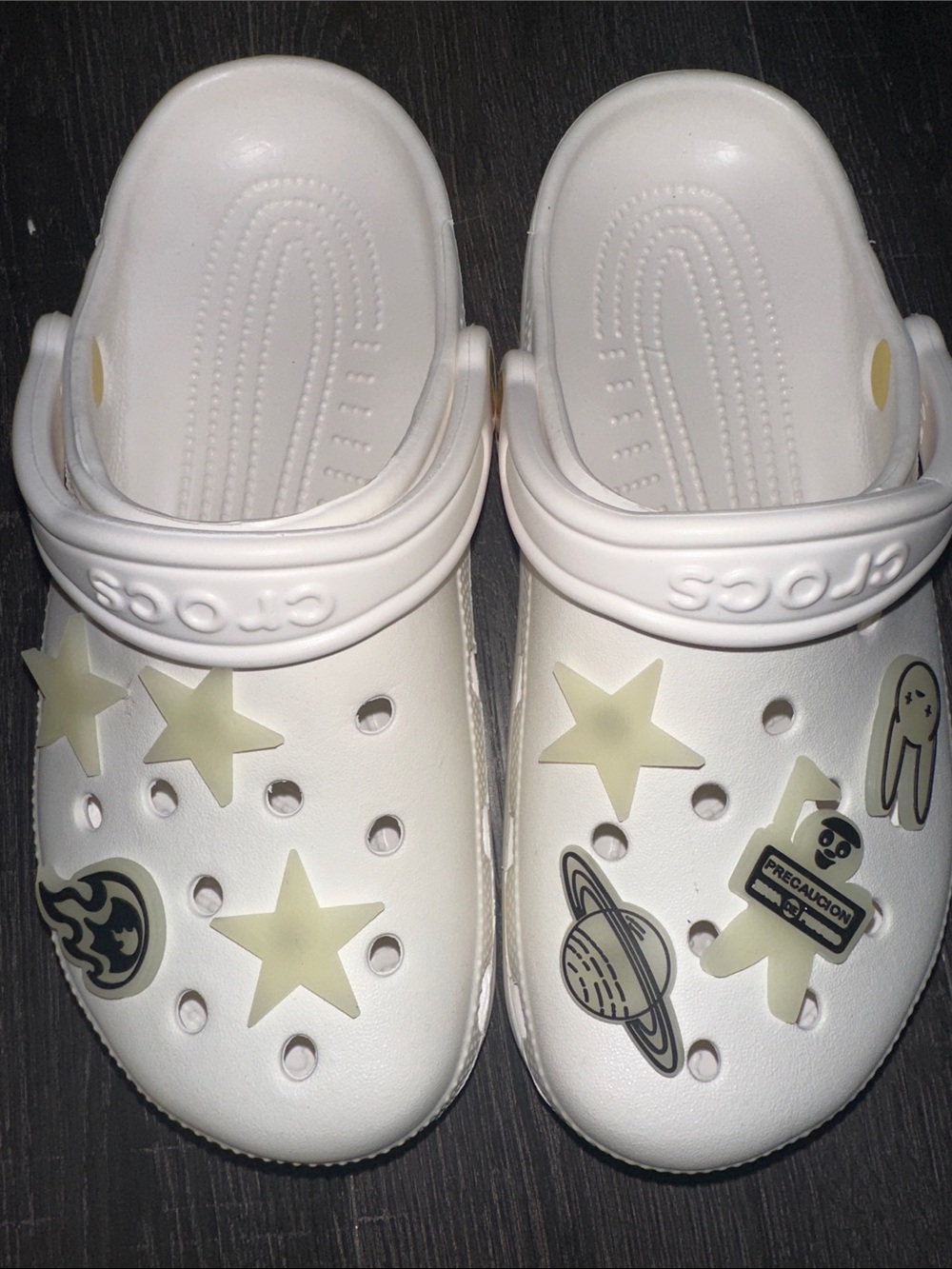 Bad Bunny White Crocs-Style Clog with Glow Star Charms